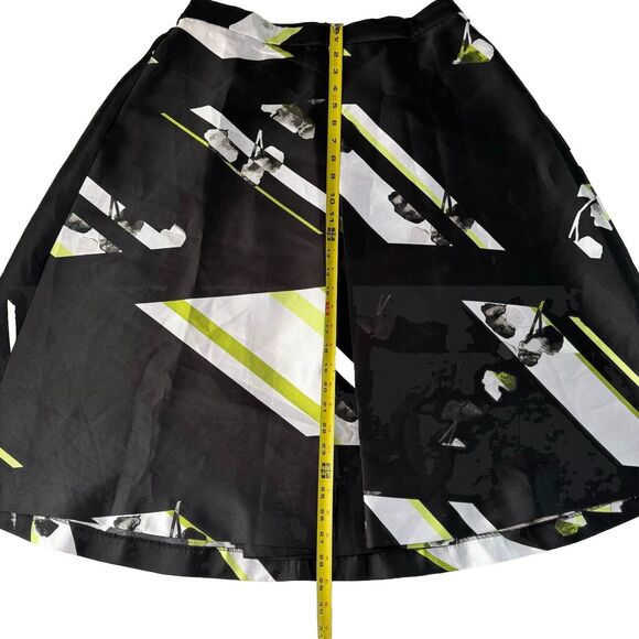 Lane Bryant Women's Full Circle Skirt Black White Lime Block Knee Size 14 - Picture 10 of 11